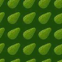 avocado hand getrokken silhouetten naadloze doodle patroon. groen paletkunstwerk met het ornament van het ontbijtvoedsel. vector