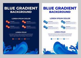 blauwe gradiënt zakelijke flyer sjablooncollectie vector