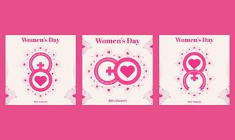 roze vrouwendag social media postcollectie ontwerp vector