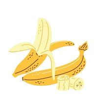 een set gele bananen in een handgetekende stijl vector