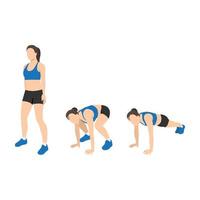 vrouw doet squat stuwkracht oefening. platte vectorillustratie geïsoleerd op een witte achtergrond vector