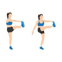 vrouw die kick crunch-oefening doet. platte vectorillustratie geïsoleerd op een witte achtergrond vector