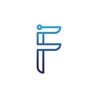letter f tech line logo-ontwerp vector