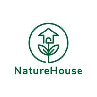 natuur huis lijn logo ontwerp vector