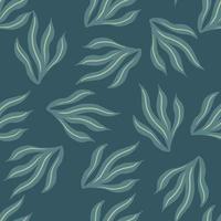 willekeurig bleek naadloos patroon met handgetekende eaweed-print. turkoois paletkunstwerk. aquatische achtergrond. vector