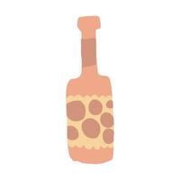 grappige alcoholfles in doodle-stijl. uit de vrije hand tekenen. schattige glazen fles geïsoleerd op een witte achtergrond vector