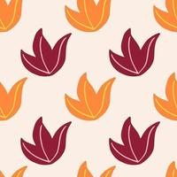 minimalistische stijl naadloos patroon met paarse en oranje loofstruiken. lichte achtergrond. vector