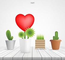 boom van hart op hout. abstract teken en symbool voor Valentijnsdag. bloem van rood hart. vector. vector