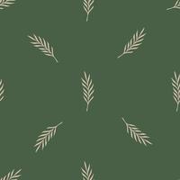 vintage naadloze patroon met botanische hand getrokken blad takken grijze vormen. groene bleke achtergrond. vector