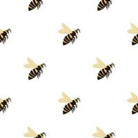 geïsoleerde naadloze patroon met bijen gestileerde silhouetten. geel en zwart gekleurde wesp op witte achtergrond. vector