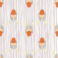 Woodland scandi naadloos patroon met eenvoudige oranje Viking print. gestreepte lichte achtergrond. vector