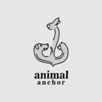 dieren anker logo ontwerp inspiratie vector