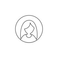 vrouw hoofd symbool. schets vrouwelijke avatar icoon. eenvoudige vector