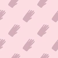 hand vormt naadloos patroon in eenvoudige stijl op roze achtergrond. silhouet van een menselijke hand geometrisch behang. vector