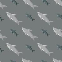 grijze kleuren naadloze dierlijke patroon met doodle eenvoudige stijl haai sieraad. natuur doodle achtergrond. vector