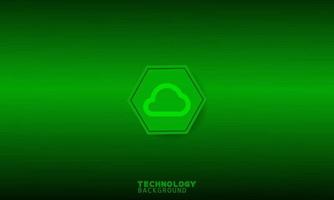 een gloeiende groene pictogrammen in een groene zeshoek. business, technologie, internet en netwerk concept. vector