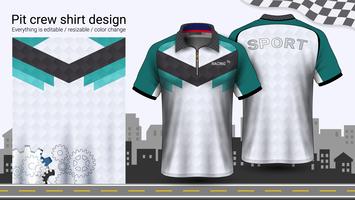 Polo-t-shirt met rits, mockupsjabloon Racing uniformen voor actieve kleding en sportkleding. vector