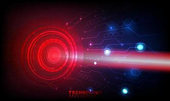 technische achtergrond. blauw en rood neoneffect. printplaat concept. hi-tech digitale technologie. vector