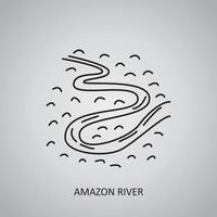 Amazone rivier pictogram op grijze achtergrond. brazilië, manau. lijn icoon vector