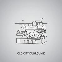oude stad dubrovnik pictogram op grijze achtergrond. kroatië, dubrovnik. lijn icoon vector