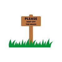 houd alsjeblieft van het gras op een houten leeg bord. gazon en teken met de inscriptie. houten bordje. vector