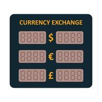 elektronische led valutawissel display. wisselkoersen van vreemde valuta. usd, eur, gbp icoon. vector