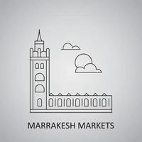 marrakesh markten, marokko. marrakech marokko skyline icoon vector