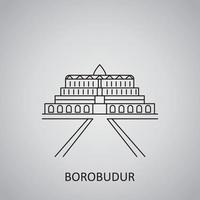 borobudur tempel icoon. eenvoudig lijnpictogram vector