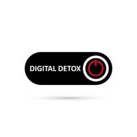 eenvoudig zwart digitaal detox-schakelaarpictogram. sticker van stop digitale detox. pictogram in- of uitschakelen. knoppictogram op rode cirkel vector