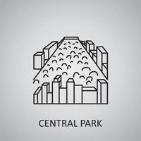 central park pictogram op grijze achtergrond. Verenigde Staten, New York. lijn icoon vector