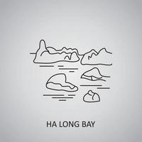 ha lange baai in vietnam, hanoi. icoon. prachtig uitzicht op kalkstenen rotsen van ha long bay vector