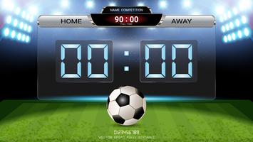 Digitaal timingsscorebord, Voetbalwedstrijdteam A versus team B, Strategie uitzend grafische sjabloon. vector