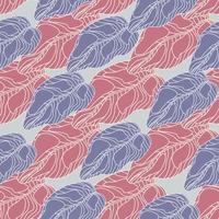 doodle decoratieve naadloze patroon met roze en blauwe pastel bladeren eenvoudige print. vector