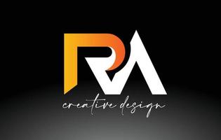 ra letter logo met witgouden kleuren en minimalistisch design icoon vector