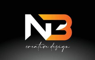 nb letter logo met witgouden kleuren en minimalistisch design icoon vector