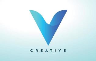 blauw v-letterlogo-ontwerp met gestileerde look en modern ontwerp voor bedrijfslogo vector