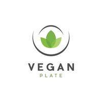 illustratie logo vectorafbeelding van borden en bladeren goed voor veganistisch eten restaurantlogo's vector