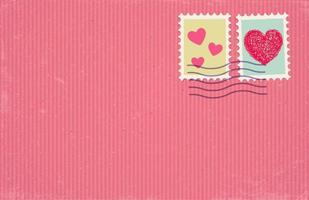 vectorillustratie van een oud Kraft papier met postzegel in vintage stijl voor Valentijnsdag. vector