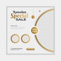 ramadan verkoop banner social media postsjabloon met achtergrond vector