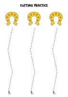 snijoefening voor kinderen met cartoonhoefijzer. vector