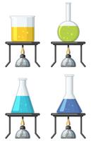 Vier bekers met kleurrijke vloeistof vector