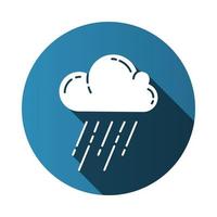 stortbui blauwe platte ontwerp lange schaduw glyph pictogram. regenbui. bewolking, zware regenval. stromende, stromende regen. meteorologisch fenomeen. moesson. regenseizoen. vector silhouet illustratie