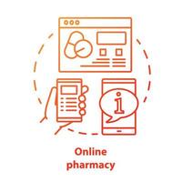 online apotheek concept icoon. virtuele apotheker service idee dunne lijn illustratie. internetdrogisterijwebsite, medisch adviesforum. vector geïsoleerde overzichtstekening