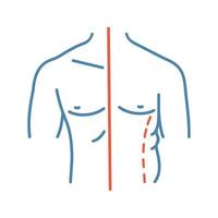 mannelijke coolsculpting kleur icoon. flanken correctie. mannelijke liposuctie en lichaamscontouren voor en na. plastische chirurgie. geïsoleerde vectorillustratie vector