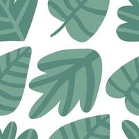 eenvoudig tropisch groen bladeren naadloos patroon. exotische plant. vector