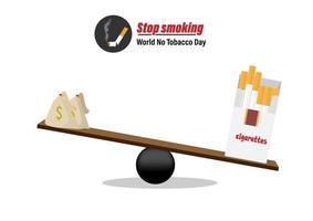 roken is schadelijk voor uw gezondheid en kosten. vlakke stijl cartoon illustratie vector