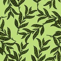 natuur botanische naadloze patroon met donkergroene bladeren takken islhouettes print op lichte achtergrond. vector