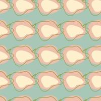 organische naadloze patroon met doodle roze abstracte appel vormen. blauwe achtergrond. vitamine fruit achtergrond. vector