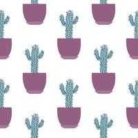 naadloze patroon met cactus in pot op witte achtergrond. ontwerp voor stof, textielprint, inpakpapier. vector