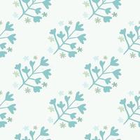 winter naadloze doodle patroon met blauwe botanische sieraad op lichte achtergrond. eenvoudige achtergrond. vector